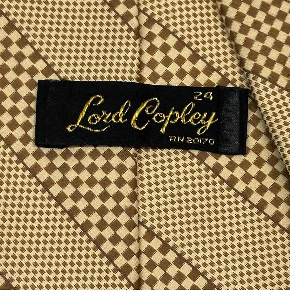 Lord Copley Vintage Silk Tie Tan Brown‎ Geometric Wide 4
